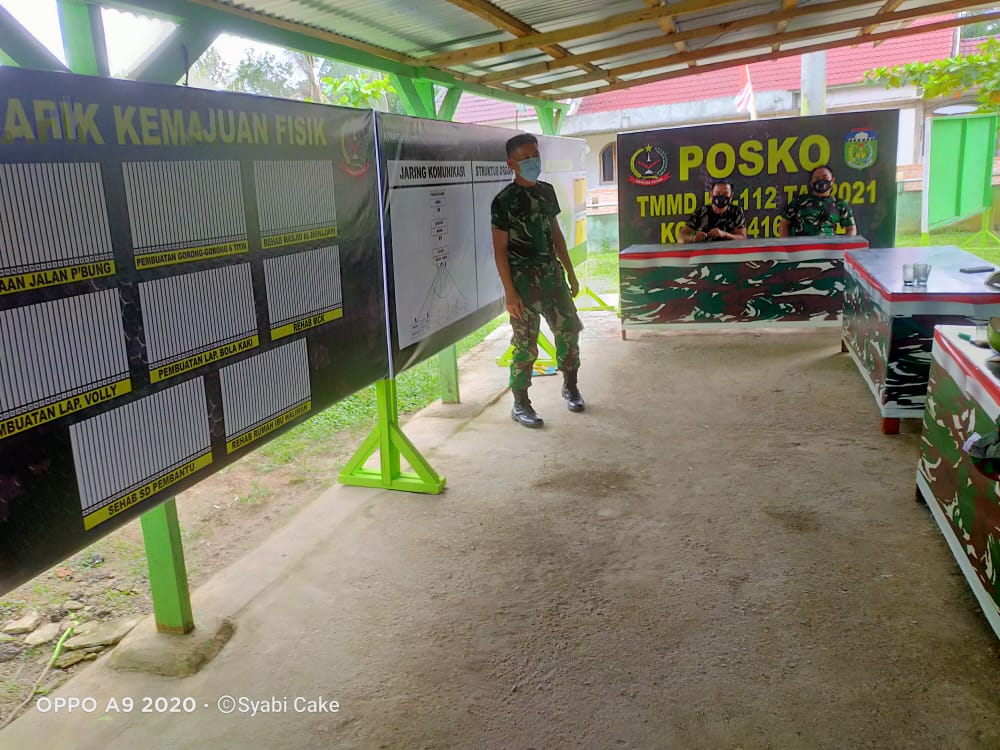 Satgas Dirikan Posko TMMD di Koramil 416-03/ Sungai Bengkal