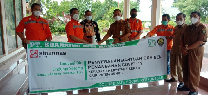 Ikut Dalam Penangganan Covid-19,PT.KIM Bungo Serahkan Bantuan Tabung Oksigen Kepada Pemerintah Kabupaten Bungo