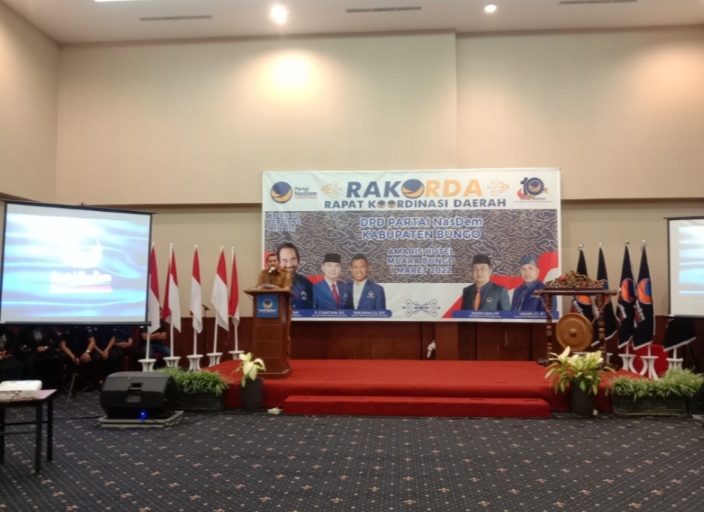 Hadiri Rakorda Partai Nasdem Sekaligus Pelantikan Ketua DPD,Ini Yang Disampaikan Bupati Bungo
