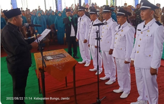 Dinas PMD Bungo Pantau Pelaksanaan Pelantikan 5 Rio Terpilih Dikecamatan Tanah Tumbuh