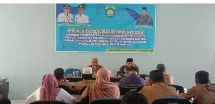 Perkuat Kapasitas LPM Dusun,Dinas PMD Bungo Gelar Sosialisasi Pembentukan LPM Tahun 2022