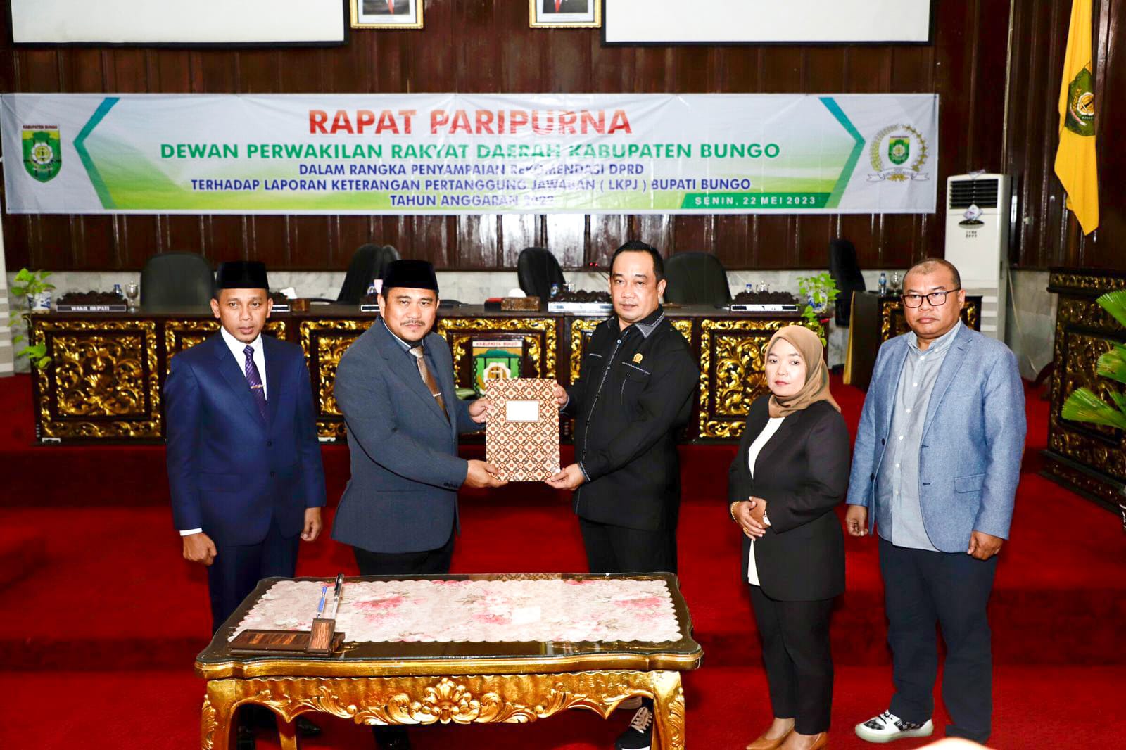 DPRD Bungo Gelar Rapat Paripurna Penyampaian Rekomendasi Atas LKPJ Bupati Tahun Anggaran 2022