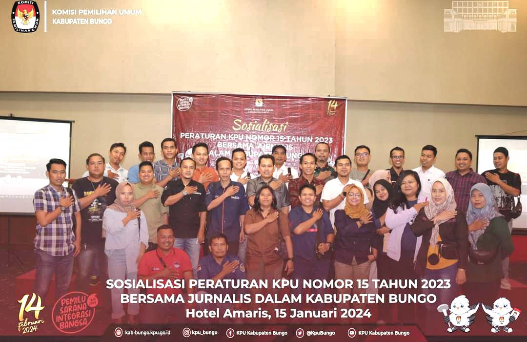 KPU Bungo Sukses Sosialisasi PKPU 15 Tahun 2023 Bersama Jurnalis Bungo