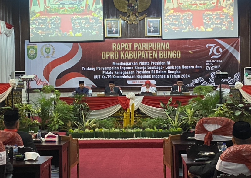 Dalam Rangka Menyambut HUT RI, Pemkab Bungo Bersama Pimpinan DPRD Mendengarkan Langsung Pidato Presiden Dari Gedung MPR RI
