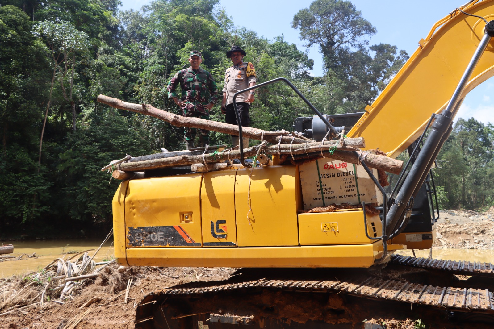 Gelar Razia Penertiban Peti,Polres Bungo Bersama Kodim 0416/BUTE Berhasil Amankan 1 Unit Excavator