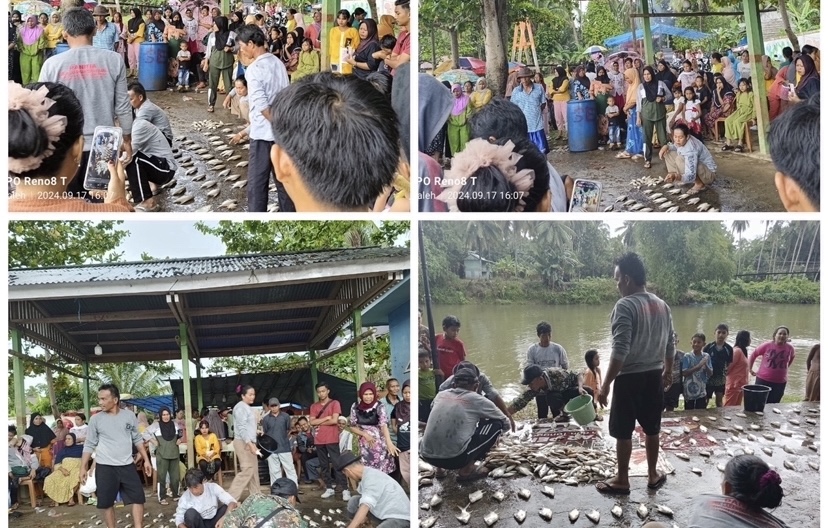 Buka Lubuk Larangan Ratusan Warga Dusun Tanah Tumbuh Tumpah Ruah Menangkap Ikan, Hasil Panen Ikan Dibagikan Secara Merata Kepada Warga