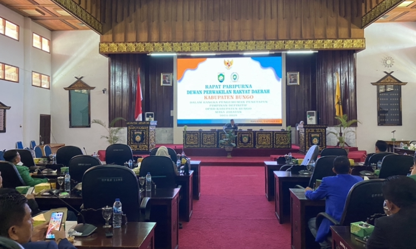 DPRD Bungo Gelar Rapat Paripurna Terkait Pengumuman Penetapan 2 Pimpinan Definitif DPRD Masa Jabatan 2024-2029