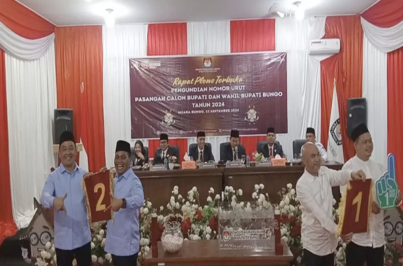 KPU Bungo Gelar Rapat Pleno Terbuka Terkait Pengundian Nomor Urut Paslon Bupati dan Wakil Bupati