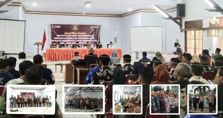 KPU Bungo Gelar Rapat Pleno Terbuka Rekapitulasi Hasil Perhitungan Perolehan Suara Hasil dan Penetapan Hasil Pemilihan Gubernur Jambi dan Wakil Gubernur Jambi ,Bupati dan Wakil Bupati 2024