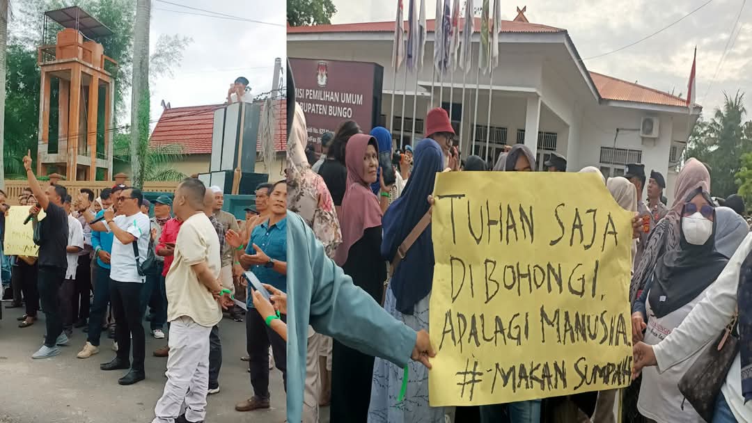 Jelang PSU, Koalisi Rakyat Kawal Demokrasi Bungo Demo Minta Komisioner KPUD Bungo Dicopot