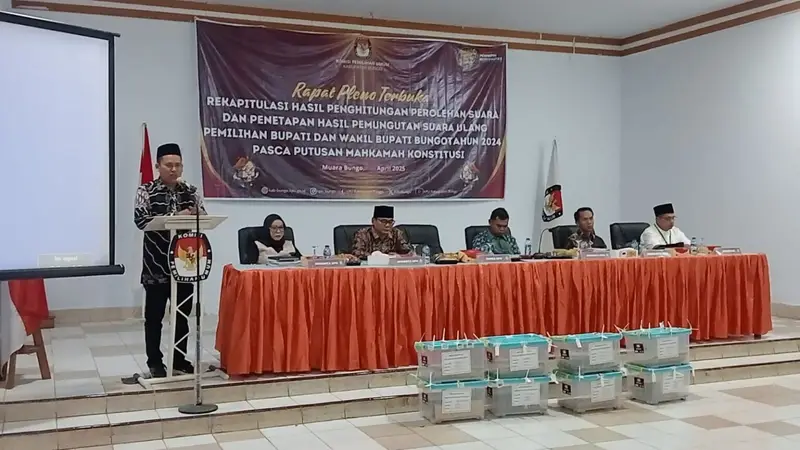KPU Bungo Gelar Rapat Pleno Rekapitulasi Hasil PSU Pasca Putusan MK