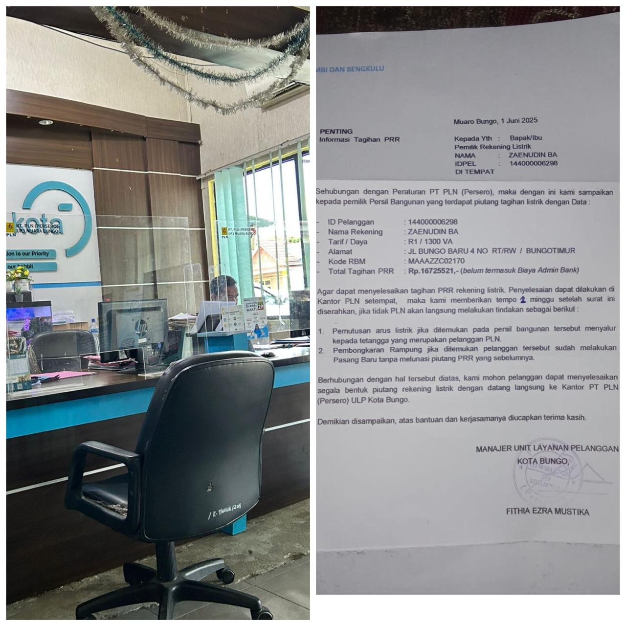 Dugaan Manipulatif Data, Pelanggan PLN Muara Bungo Kecewa Dengan Tindakan Manajemen PLN Semena-mena, KWH Token Diblokir dan Diminta Bayar Piutang Lama 10 Tahun Silam Capai Angka Puluhan Juta Rupiah