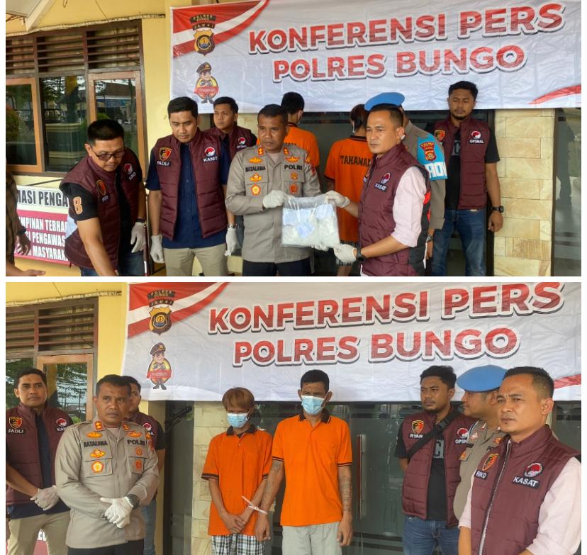 Gelar Konferensi Pers, Satresnarkoba Polres Bungo Berhasil Ungkap Kasus Narkoba Jenis Sabu Dengan BB Hampir 1 Kg