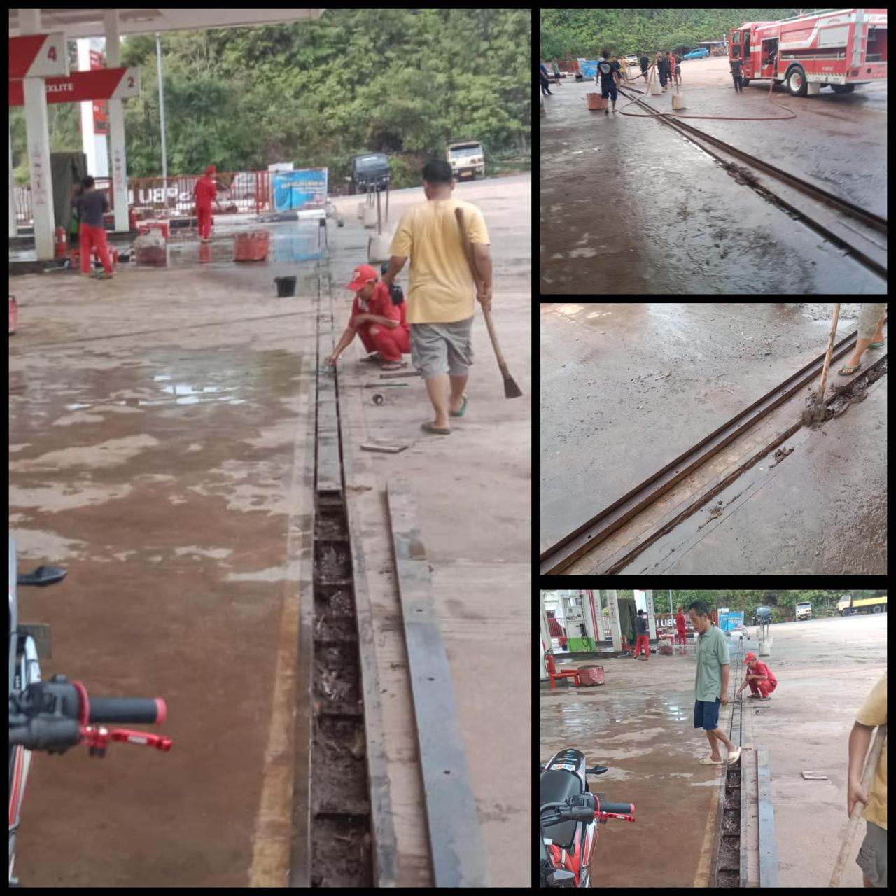 Ciptakan Lingkungan Bersih dan Nyaman Bagi Pengguna SPBU, SPBU Lubuk Landai Gelar Gotong Royong Bersama Karyawan dan Warga Sekitar