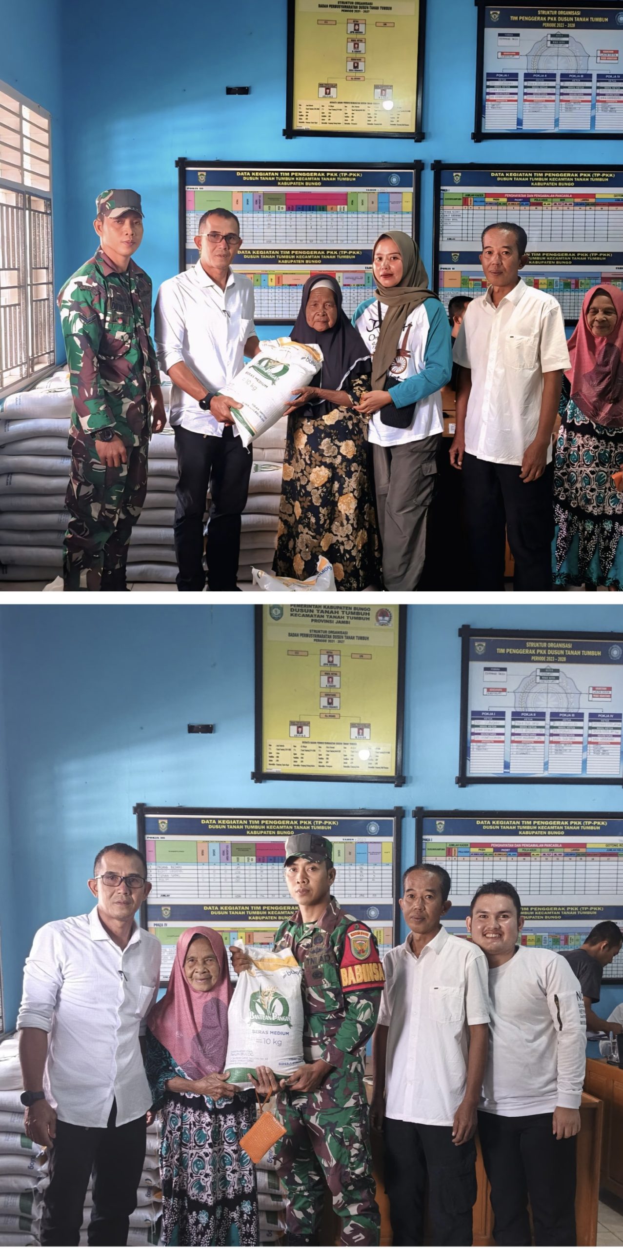 Pemerintah Dusun Tanah Tumbuh Salurkan Bantuan Beras Bulog Kepada 76 Keluarga Penerima Manfaat