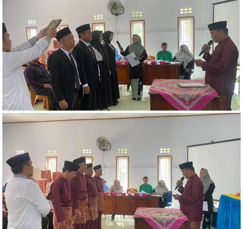 Pelantikan dan Pengambilan Sumpah Jabatan Perangkat Desa dan Lembaga Adat Melayu(LAM) Dusun Sungai Mengkuang Berjalan Dengan Lancar dan Khidmat