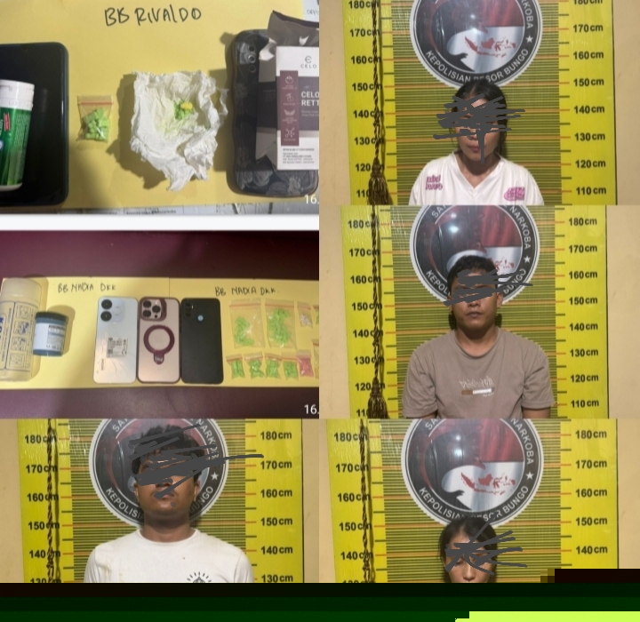 Satresnarkoba Polres Bungo Berhasil Amankan Empat Orang Terduga Pelaku Penyalahgunaan Narkotika Jenis Ekstasi