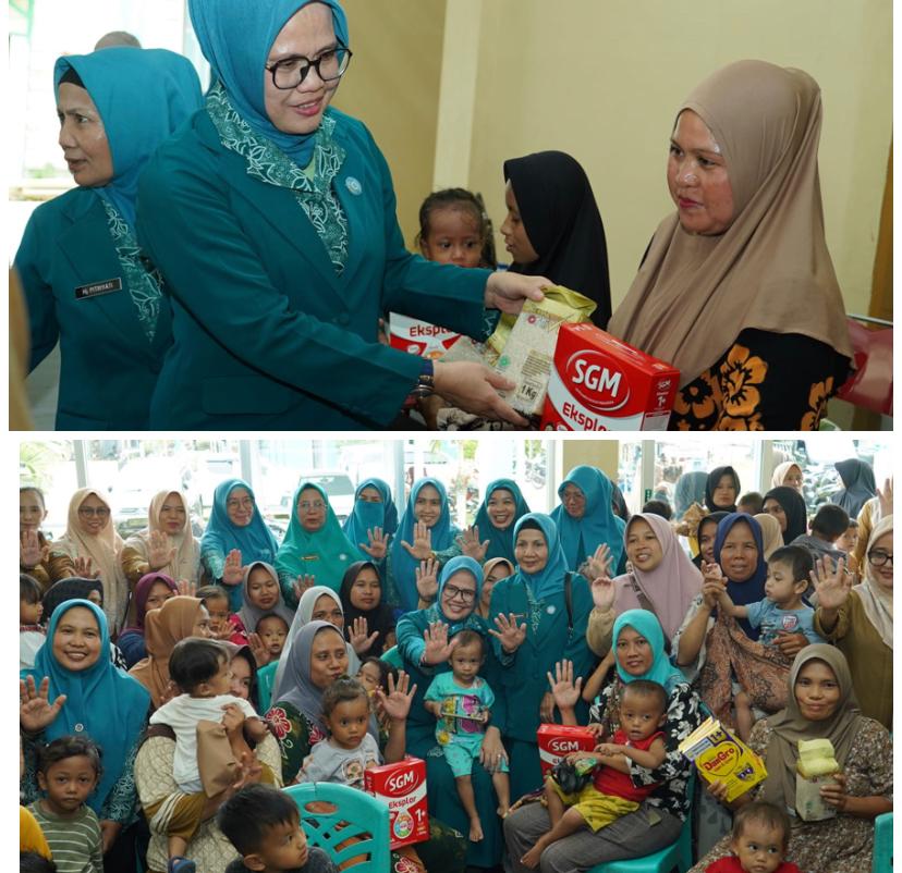 Wujudkan Generasi Sehat, Cerdas , Kuat dan Bebas Stunting, Ketua TP-PKK Kabupaten Bungo Hj.Elza Kurniawati Serahkan Bantuan Pangan Untuk Balita Stunting Dalam Kabupaten Bungo