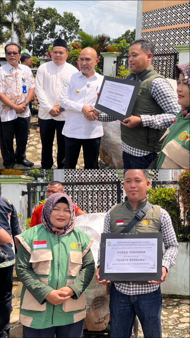 Brigade Pangan  Karya Bersama Kecamatan Tanah Sepenggal Dibawah Bimbingan PPL Nopriyanti S.P Kembali Terima Bantuan Alsintan Berupa Alat Perontok Padi Dari Kementan Pusat