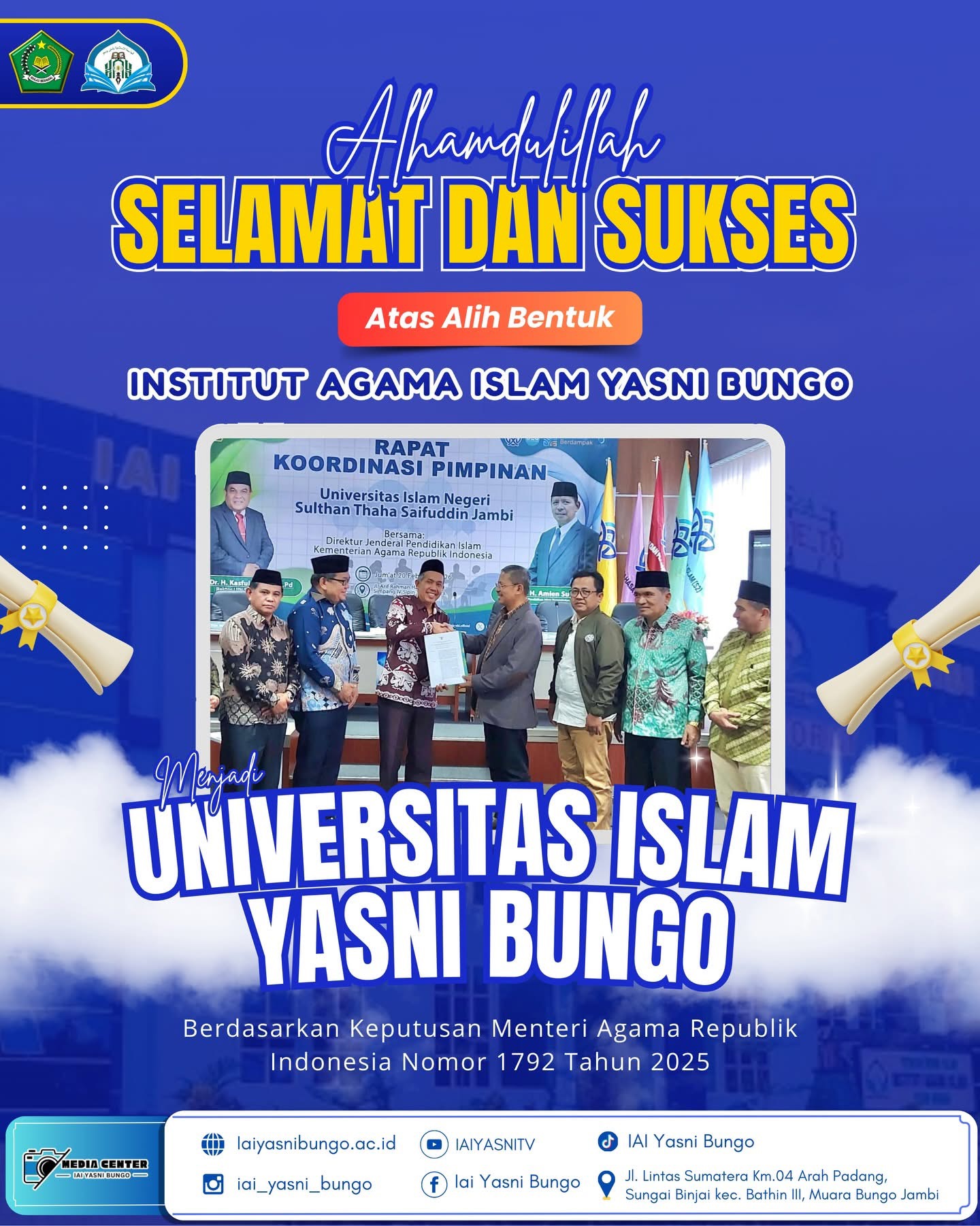 IAI Yasni Bungo Resmi Bertransformasi Menjadi Universitas Islam (UI) Yasni Bungo