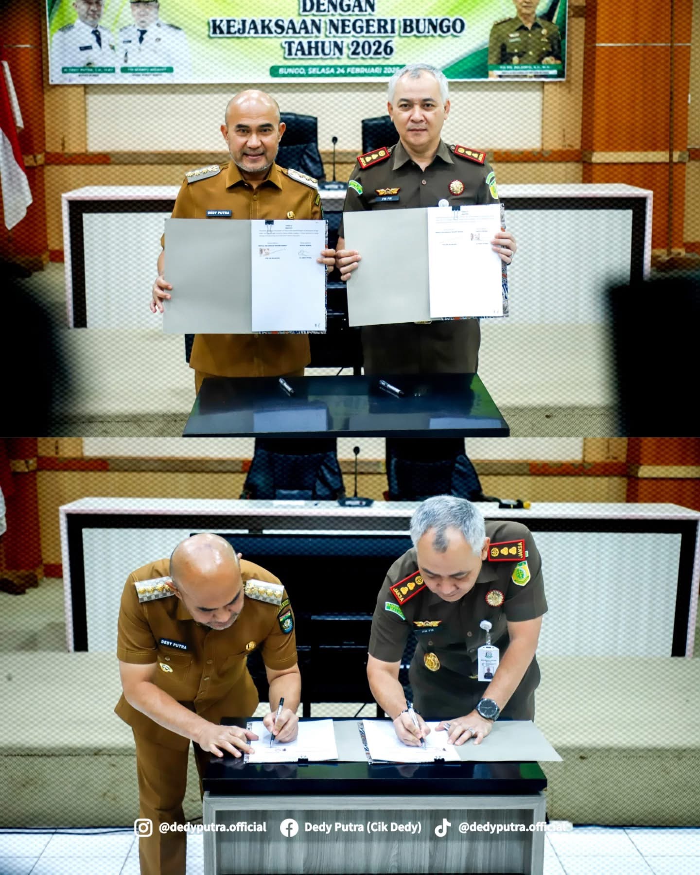 Bupati Bungo Bersama Kejari Bungo Tandatangani MoU Terkait Penanganan Masalah Hukum Bidang DATUN