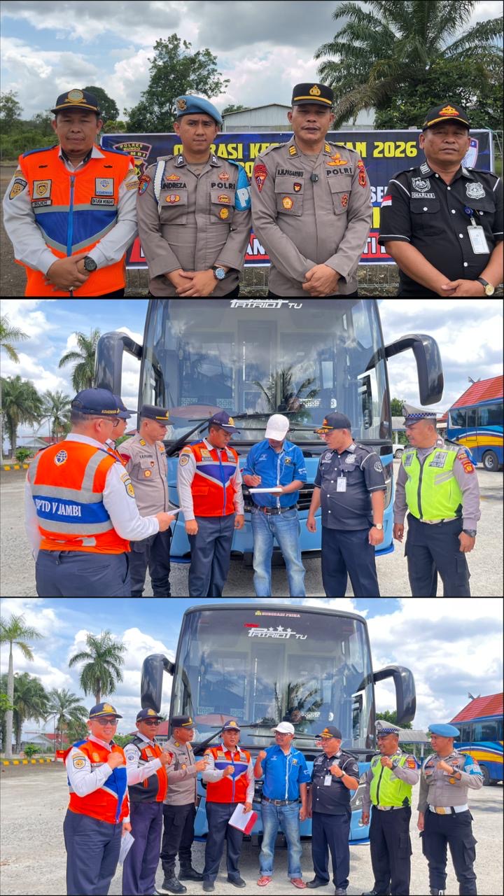 Melalui Operasi Keselamatan 2026, Polres Bungo Melaksanakan Ramcek Memastikan Angkutan AKAP Memenuhi Standar Keamanan Jelang Mudik Lebaran Idul Fitri