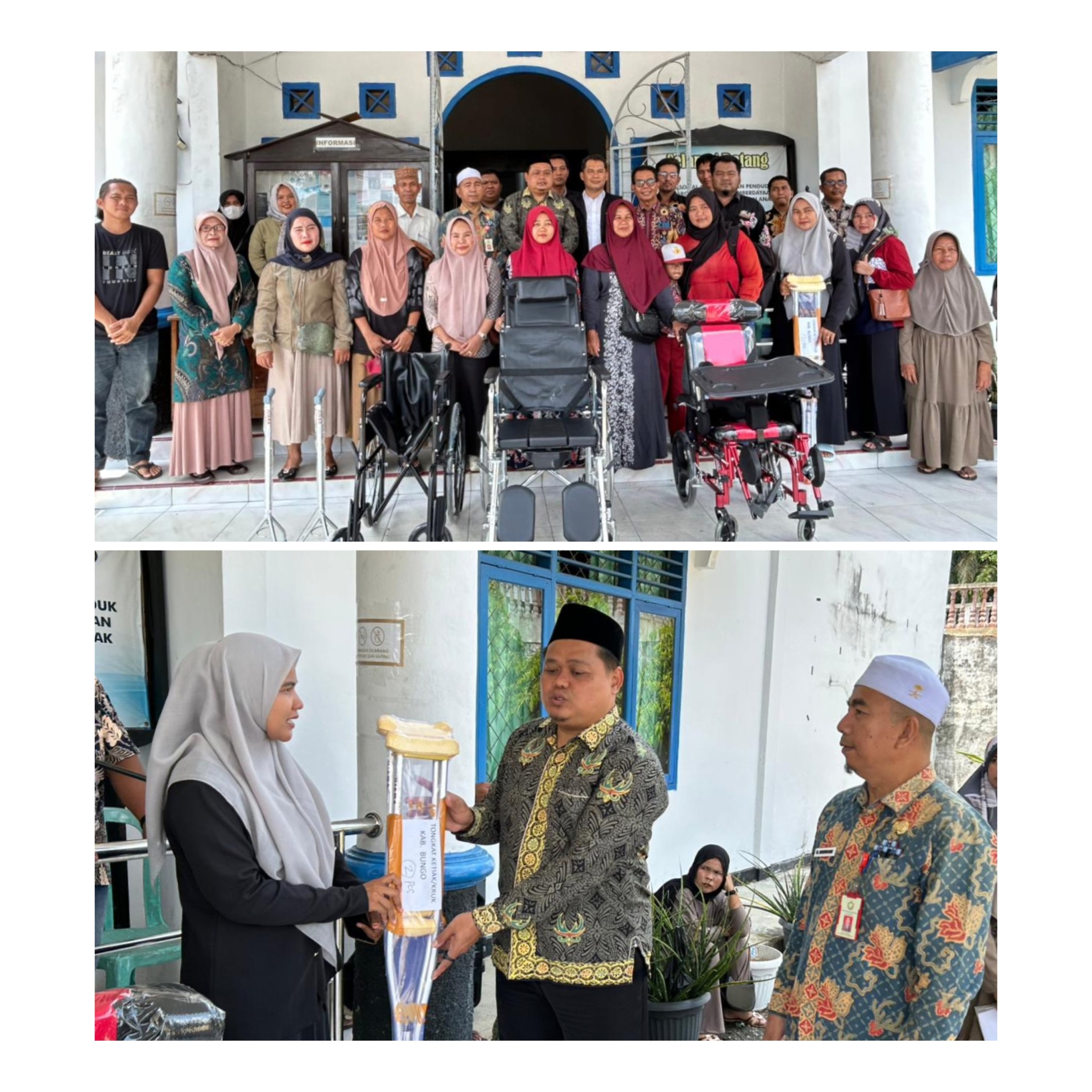 Dihadiri Wabup, Dinsos P2KB dan P3A  Kabupaten Bungo Serahkan Secara Simbolis Kursi Roda Bagi Penyandang Disabilitas
